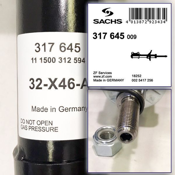 Амортизатор передній Sachs (Оригінал) Audi A2, Ауді А2 #317645 UAGAOTV8 rs-854 фото