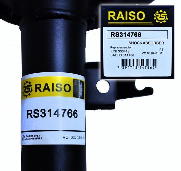 Амортизатор передній лівий Raiso (Швеция) Chevrolet Aveo, Шевроле Авео 2005- #RS314766 UAQHUGU4 RS314766 фото